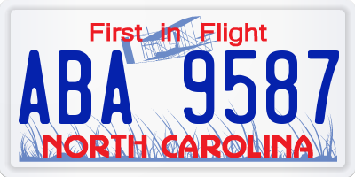 NC license plate ABA9587