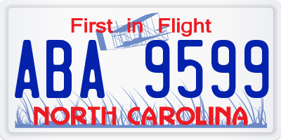 NC license plate ABA9599