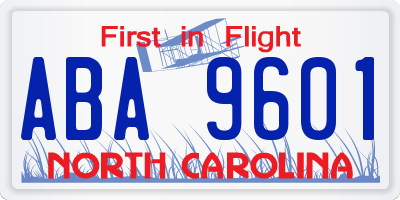 NC license plate ABA9601