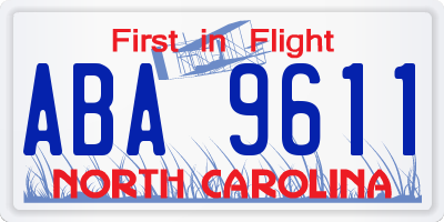 NC license plate ABA9611