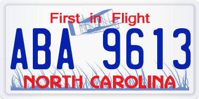 NC license plate ABA9613