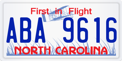 NC license plate ABA9616