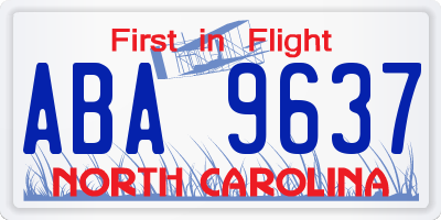 NC license plate ABA9637