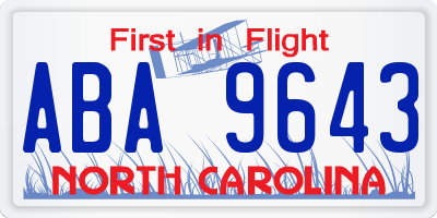 NC license plate ABA9643