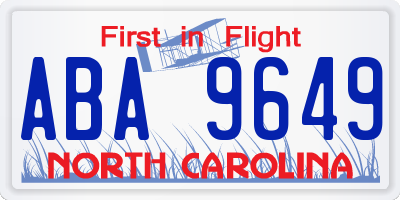 NC license plate ABA9649