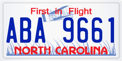 NC license plate ABA9661