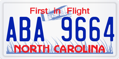 NC license plate ABA9664