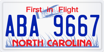 NC license plate ABA9667