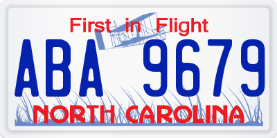 NC license plate ABA9679