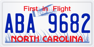 NC license plate ABA9682