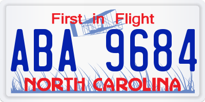 NC license plate ABA9684