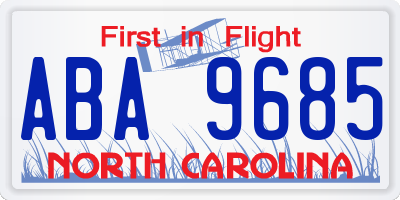 NC license plate ABA9685