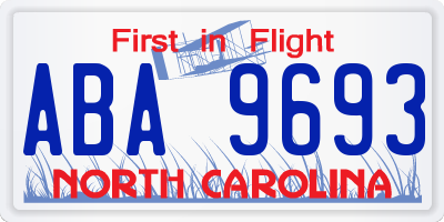 NC license plate ABA9693