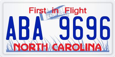 NC license plate ABA9696