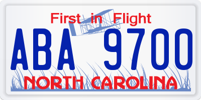 NC license plate ABA9700