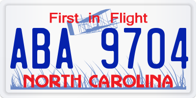 NC license plate ABA9704
