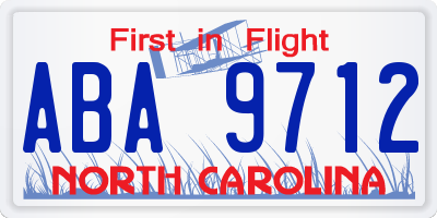 NC license plate ABA9712