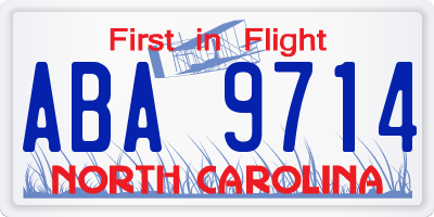 NC license plate ABA9714