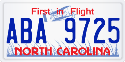 NC license plate ABA9725