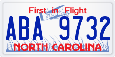 NC license plate ABA9732