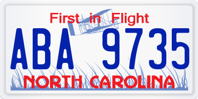 NC license plate ABA9735