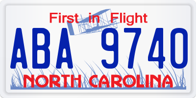 NC license plate ABA9740