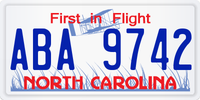 NC license plate ABA9742