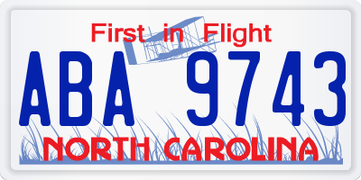 NC license plate ABA9743