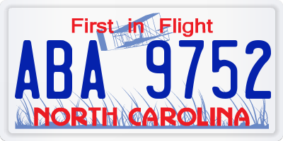 NC license plate ABA9752