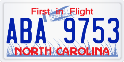 NC license plate ABA9753