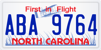 NC license plate ABA9764