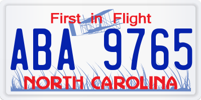 NC license plate ABA9765