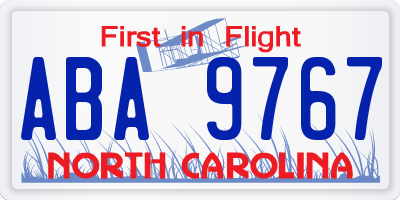 NC license plate ABA9767