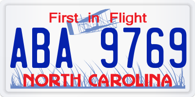 NC license plate ABA9769
