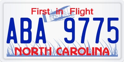 NC license plate ABA9775