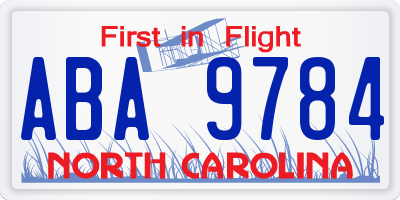 NC license plate ABA9784