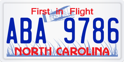 NC license plate ABA9786