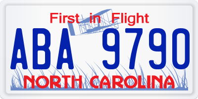NC license plate ABA9790