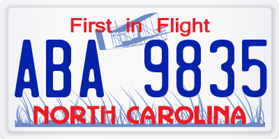 NC license plate ABA9835