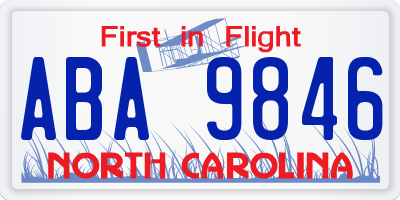 NC license plate ABA9846