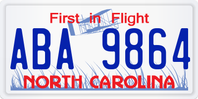 NC license plate ABA9864
