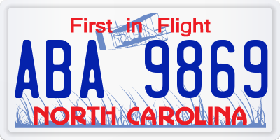 NC license plate ABA9869