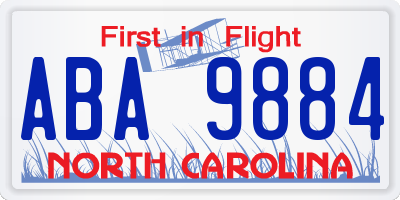 NC license plate ABA9884