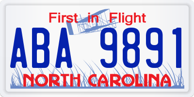 NC license plate ABA9891