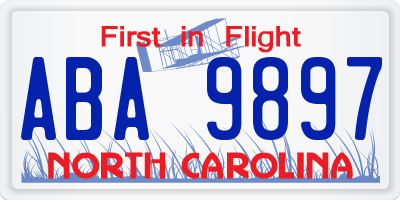 NC license plate ABA9897