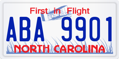 NC license plate ABA9901