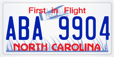NC license plate ABA9904