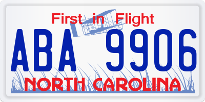 NC license plate ABA9906