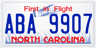 NC license plate ABA9907