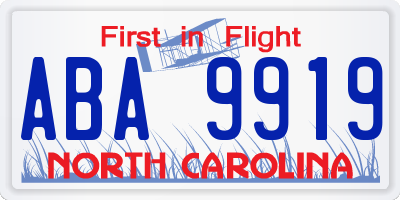 NC license plate ABA9919